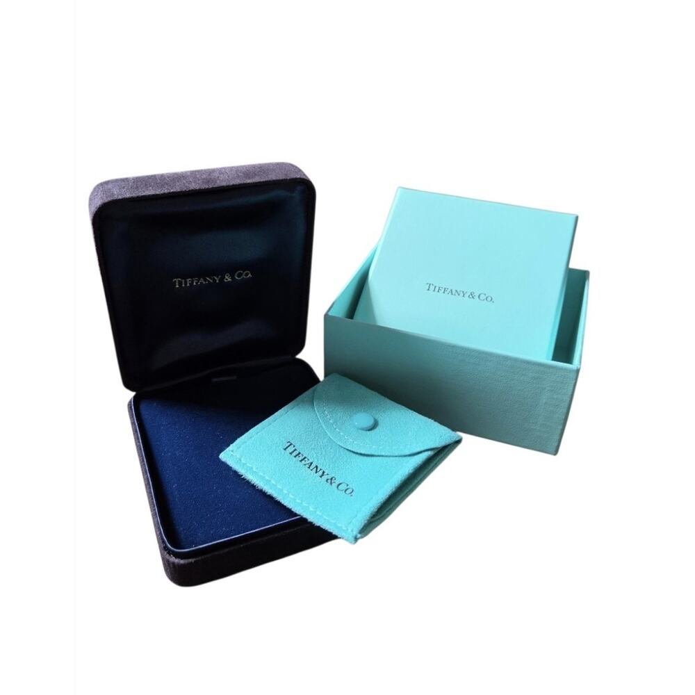 Tiffany & Co. Empty Black Suede Necklace Case With Blue Box & Pouch Euc